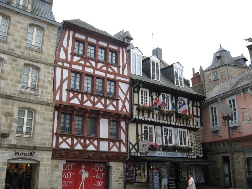 Typical houses in Quimper, Bretagne.