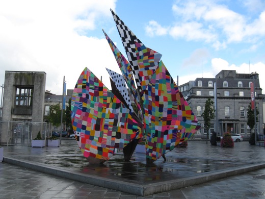 Knitted-in artwork in Galway's central square.