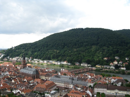 A view of the old town and bridge in Heidelberg, Germany.