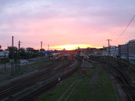 Sunset on the railroad in Heidelberg.